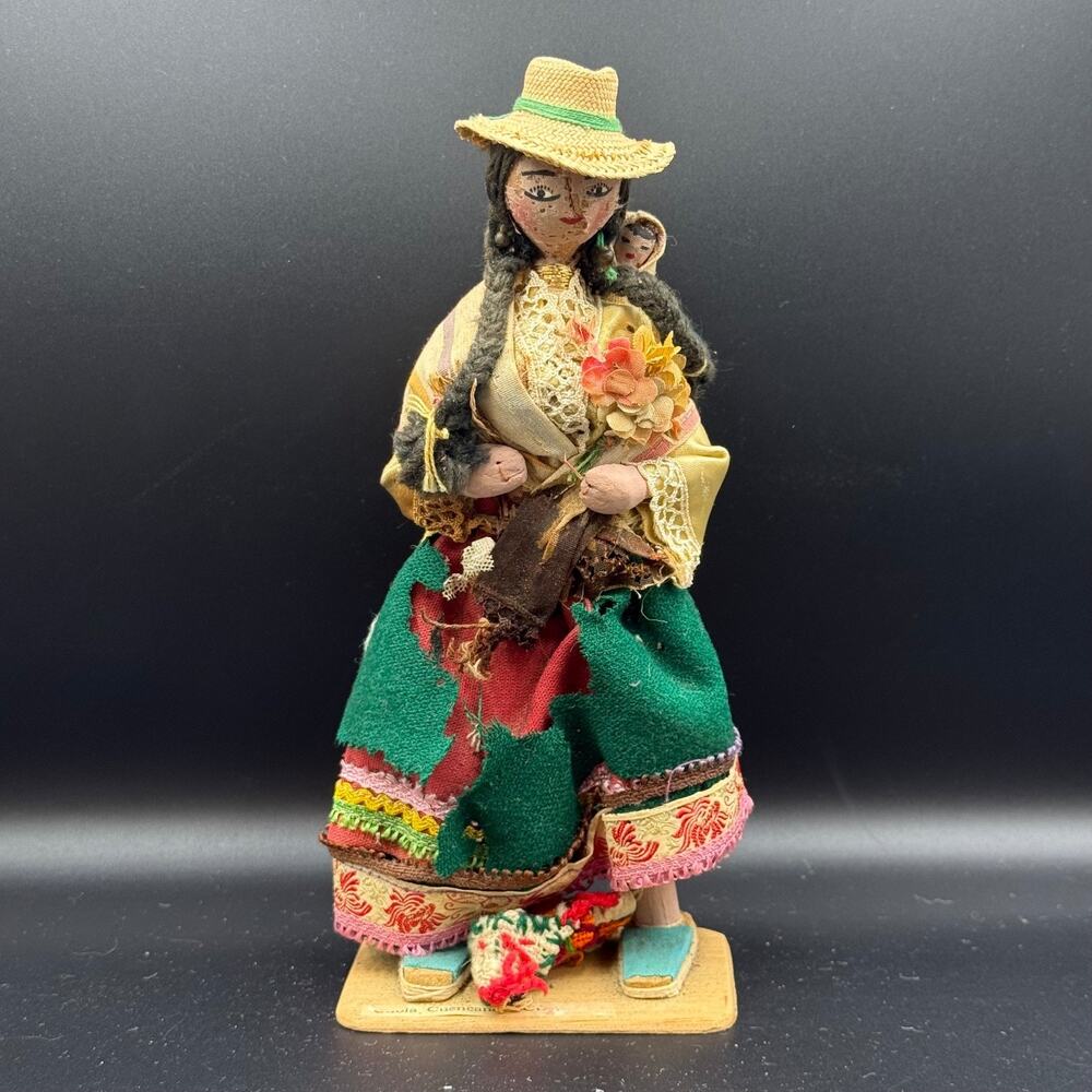 Vintage Handmade Ecuadorian Mother Folk Art Doll